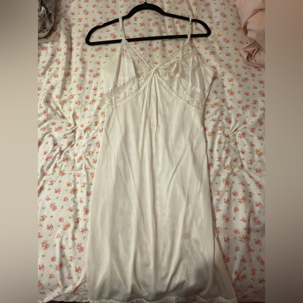 white lace slip dress